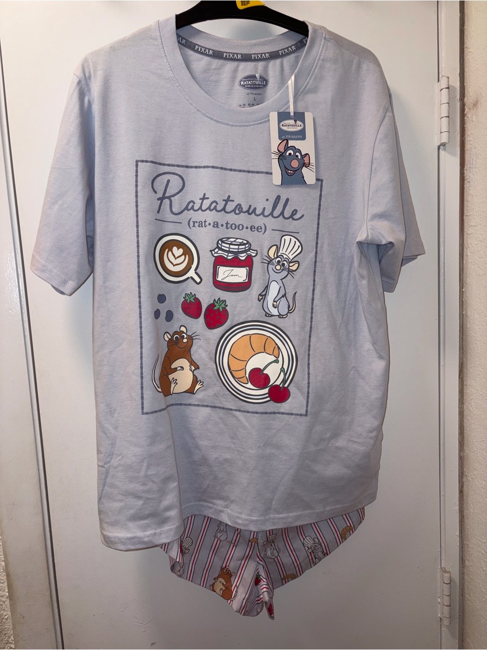 Disney Pixar Ratatouille Cotton Graphic Pajama Shirt and Shorts Set Size L